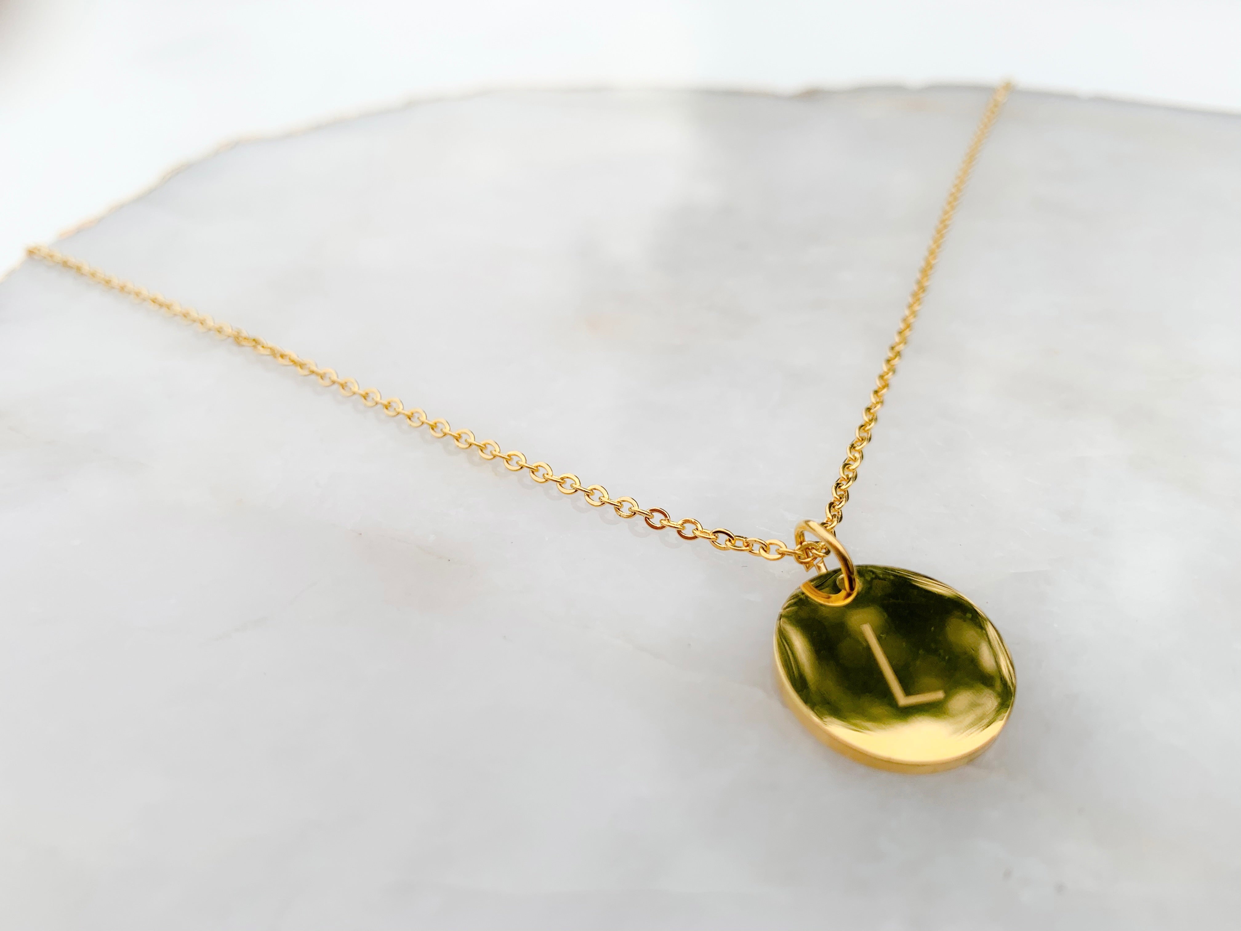 Initial round necklace