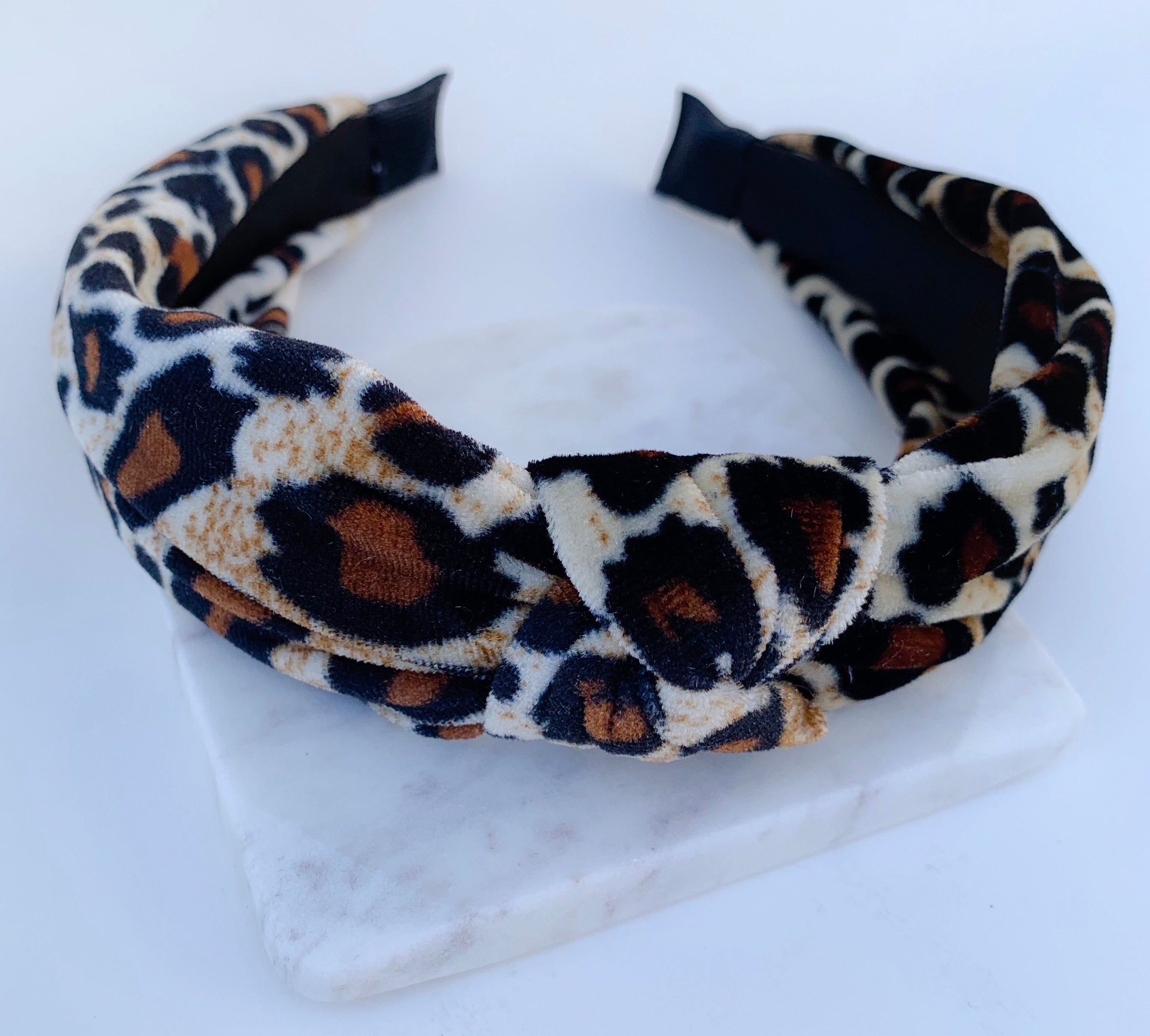 Velvet leopard headbands